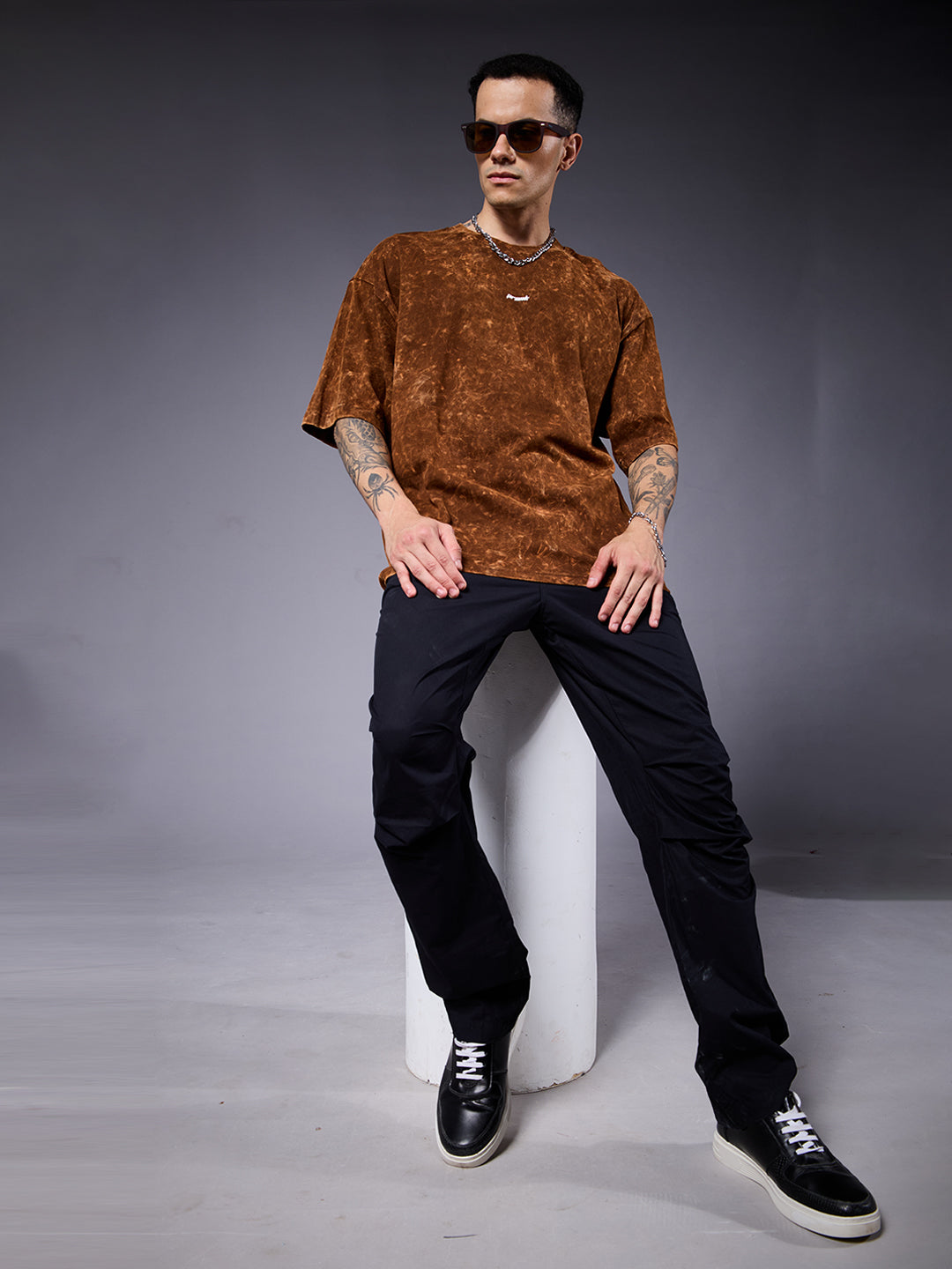 Evolve Men Retro Wash Printed Oversized T-Shirt