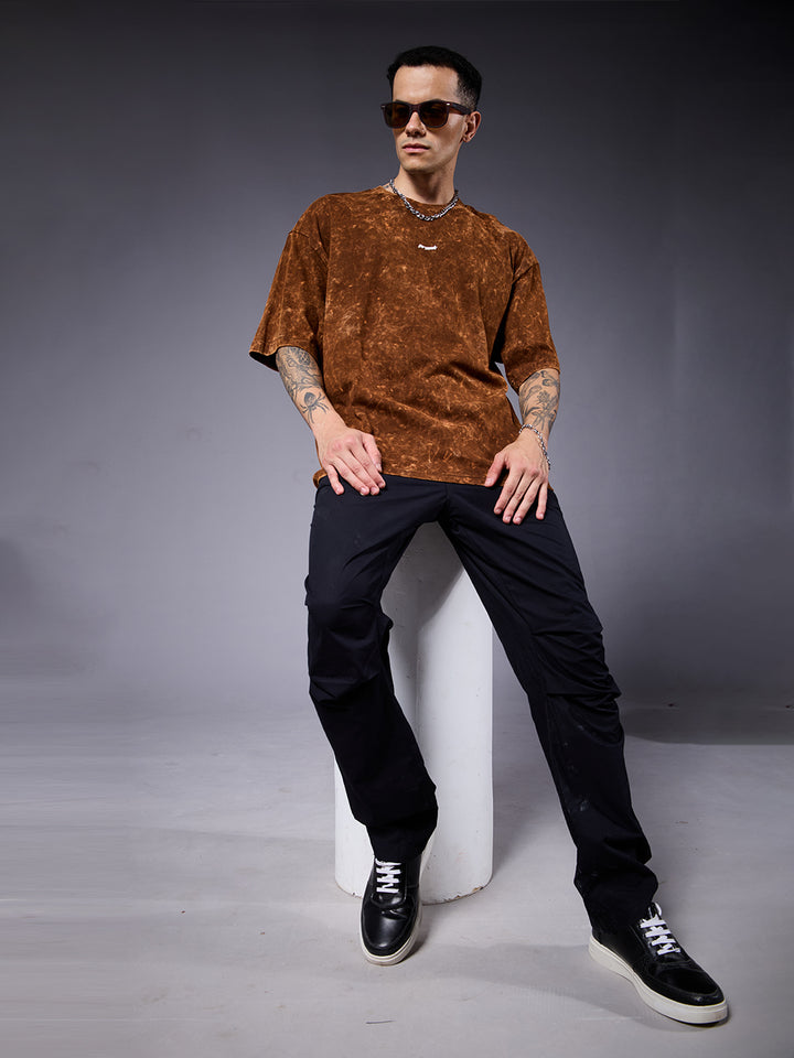 DEMON SOUL Men Retro Wash Oversized T-Shirt