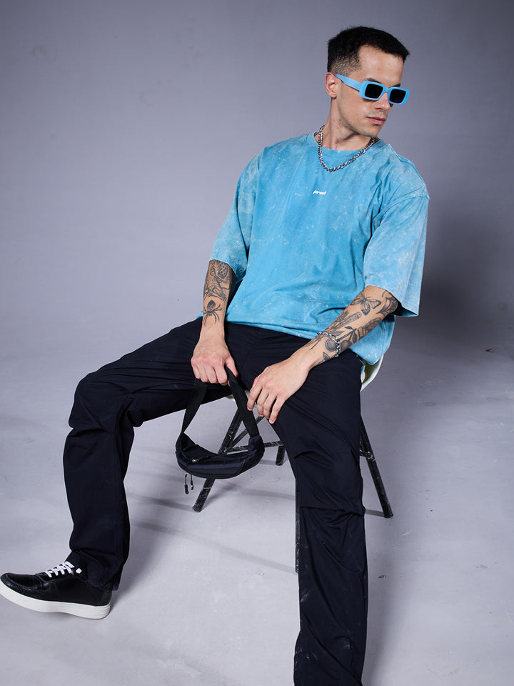 INDIE ROCK Men Retro Wash Oversized T-Shirt