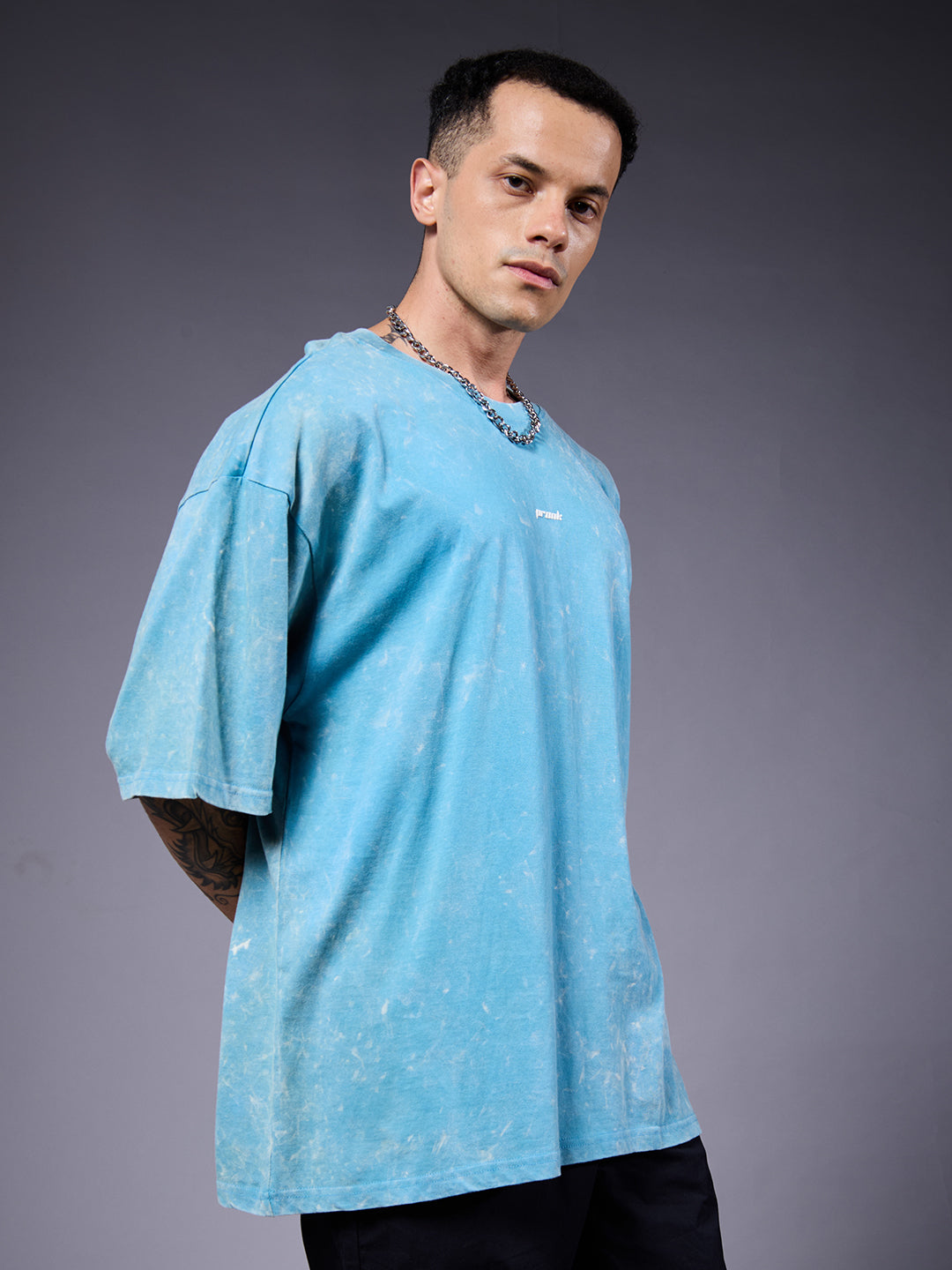 INDIE ROCK Men Retro Wash Oversized T-Shirt