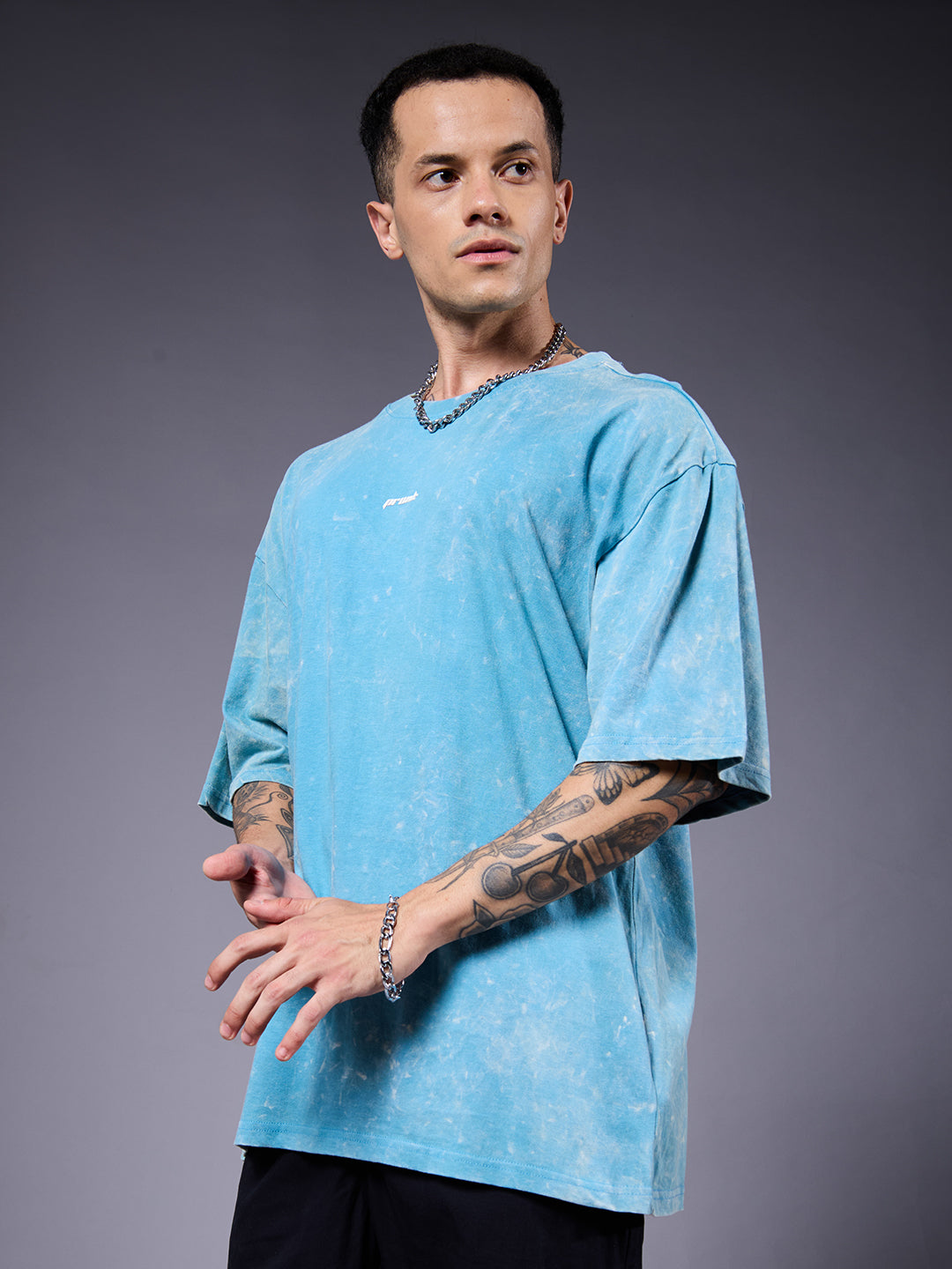 INDIE ROCK Men Retro Wash Oversized T-Shirt