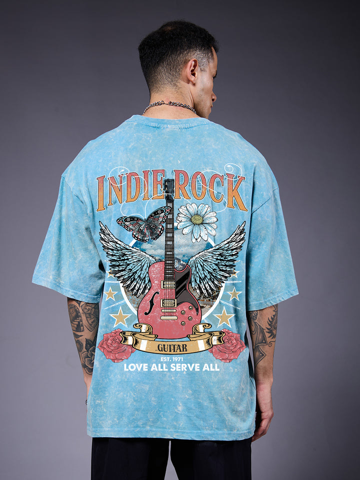 INDIE ROCK Men Retro Wash Oversized T-Shirt