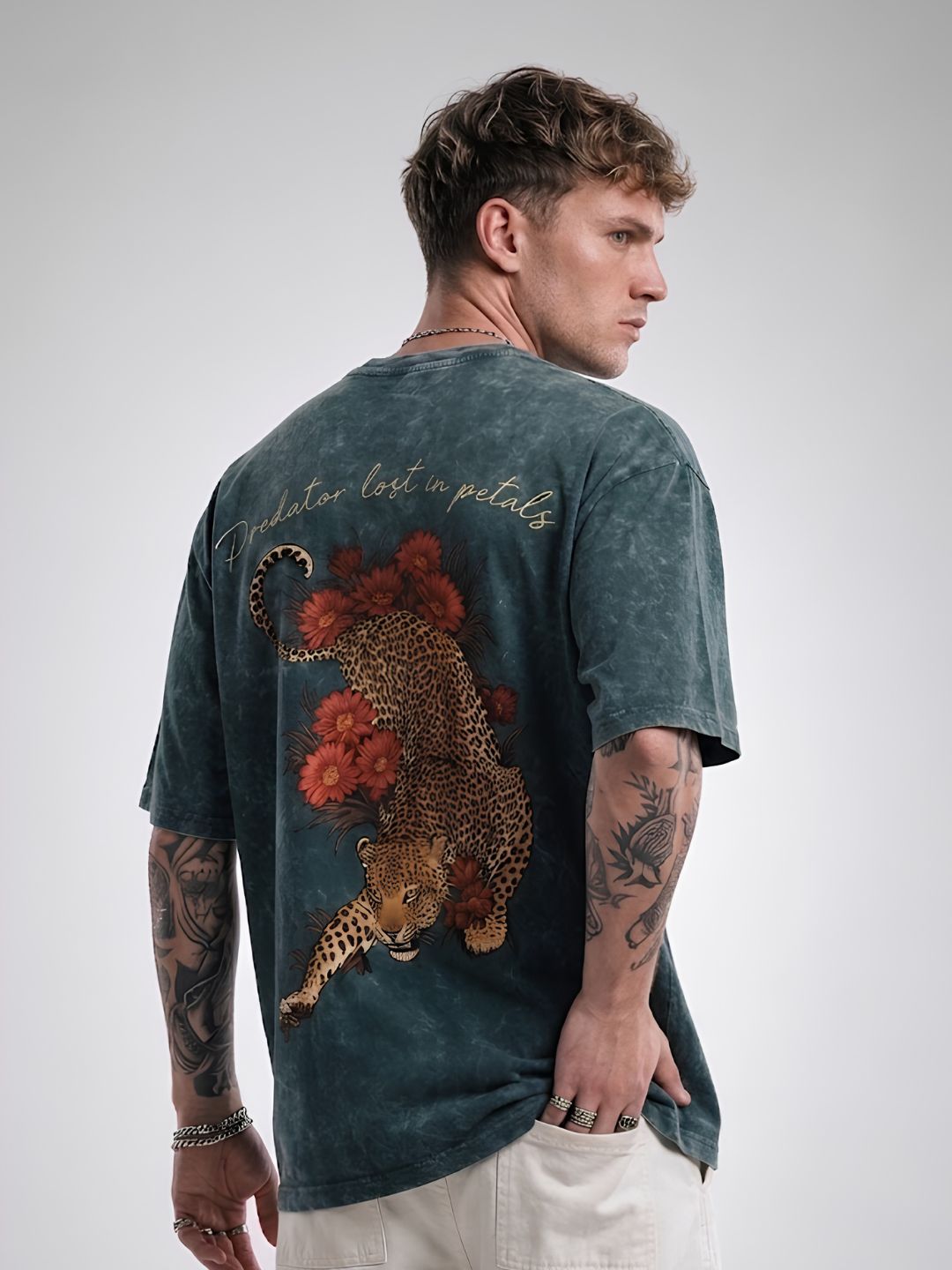PREDATOR Men Retro Wash Oversized Fit T-Shirt