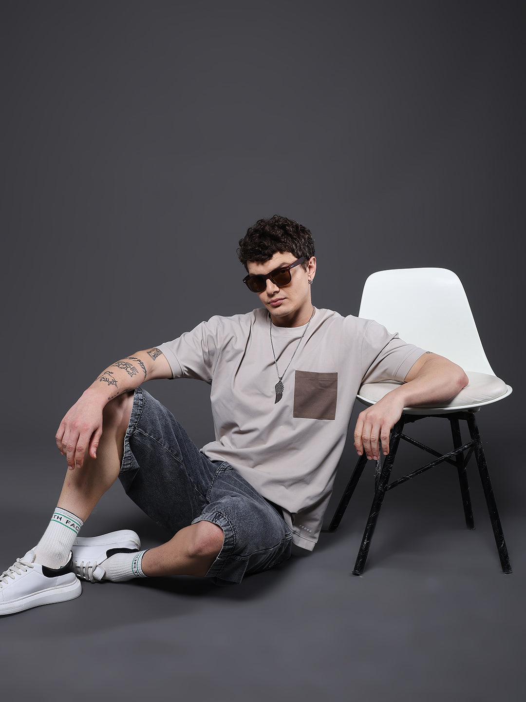 Hamo Men Oversized T-Shirt - Ash Grey