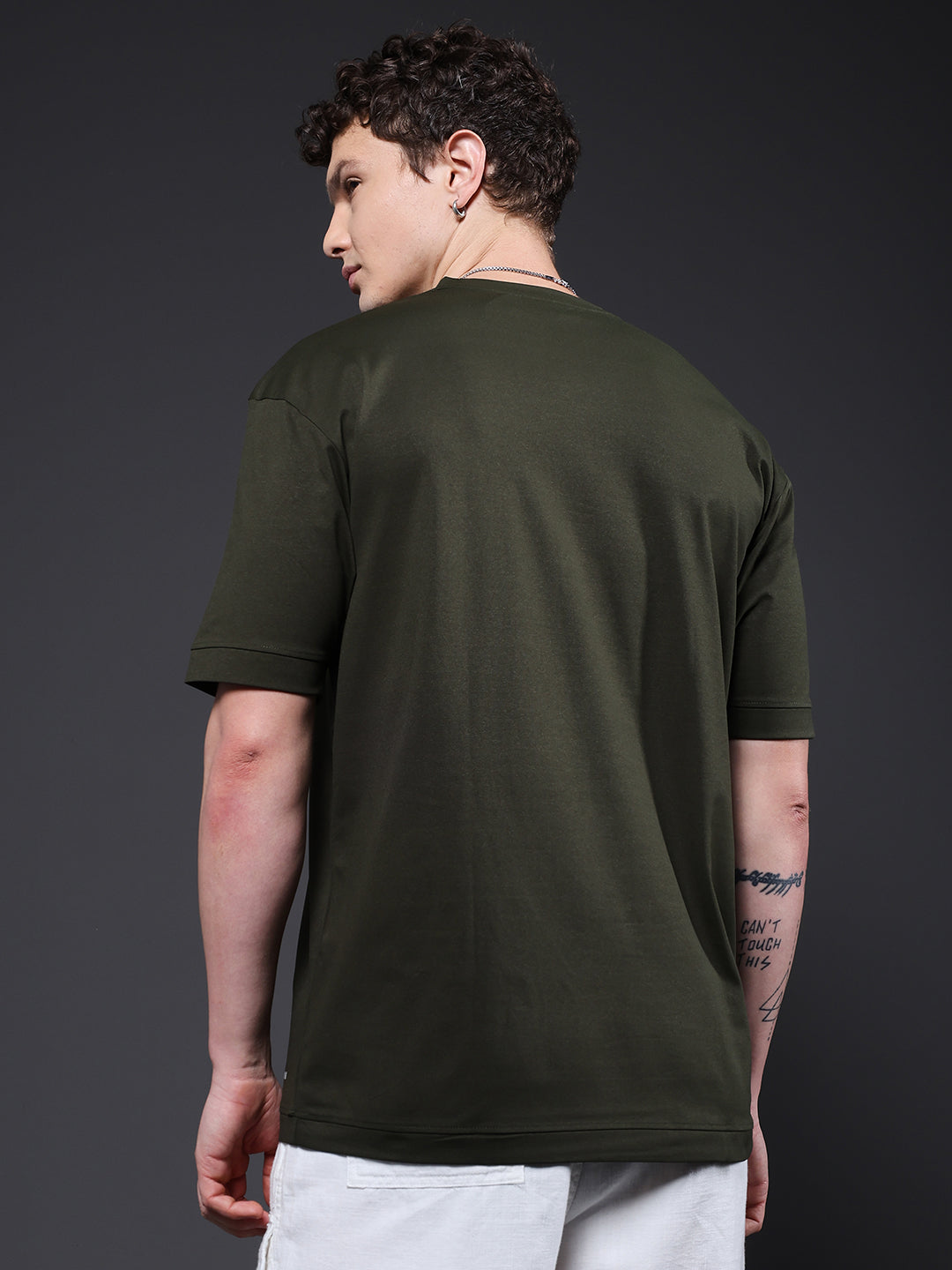 Hamo Men Oversized T-Shirt - Olive Green