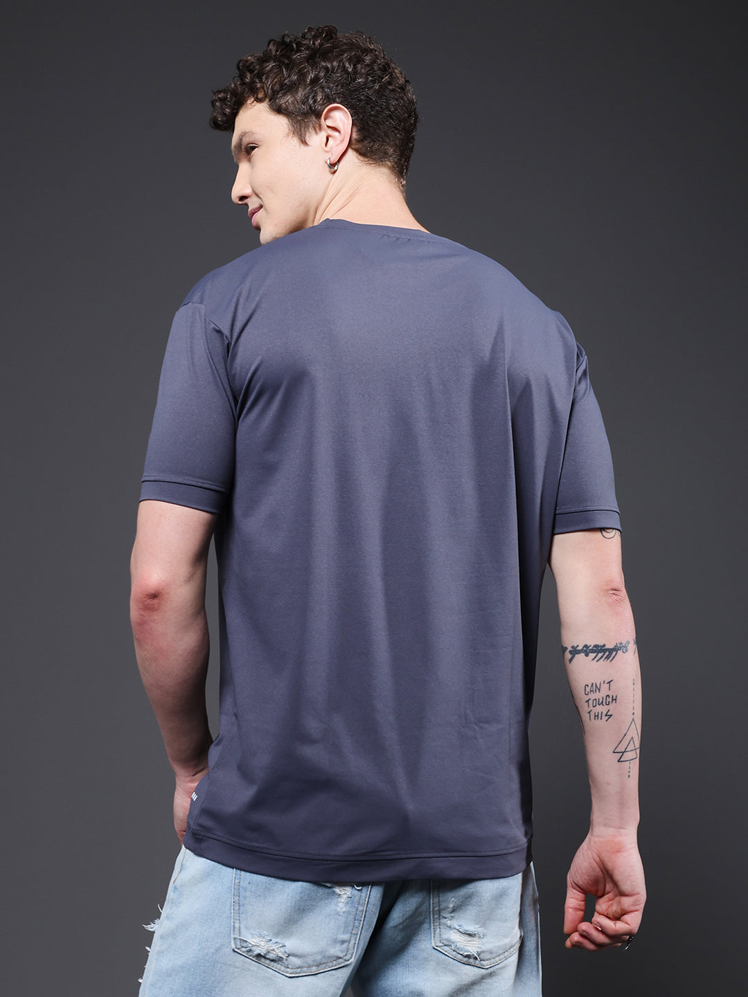 Hamo Solid Men Oversized T-Shirt - Dark Grey