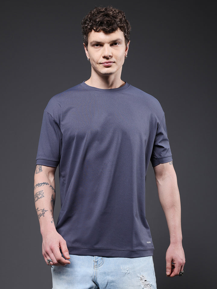Hamo Solid Men Oversized T-Shirt - Dark Grey