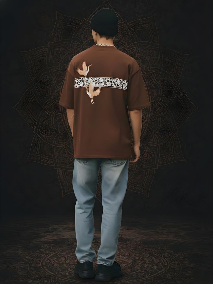 Mandala Roots Puff Printed Men Premium Oversized T-Shirt