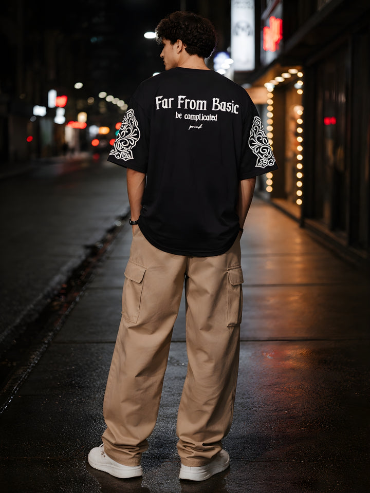Far From Basic Puff Printed Men Premium Oversized T-Shirt