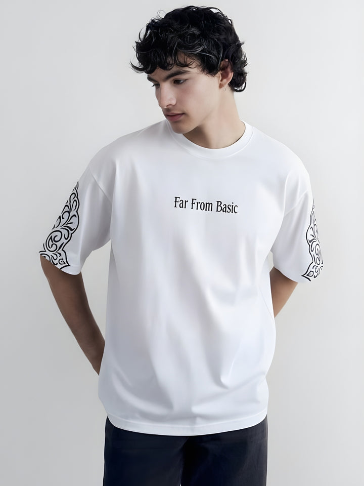 Far From Basic Puff Printed Men Premium Oversized T-Shirt