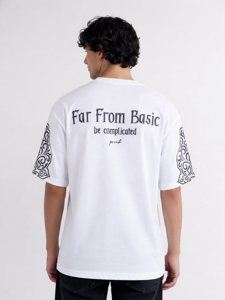 Far From Basic Puff Printed Men Premium Oversized T-Shirt