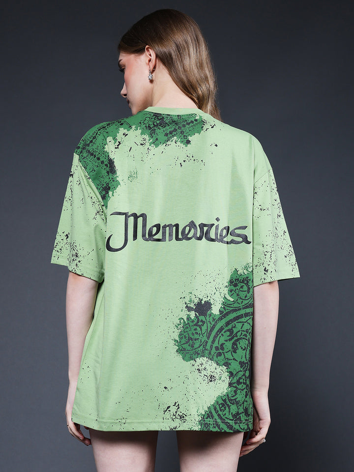 Memories Puff Printed Women Premium Oversized T-Shirt