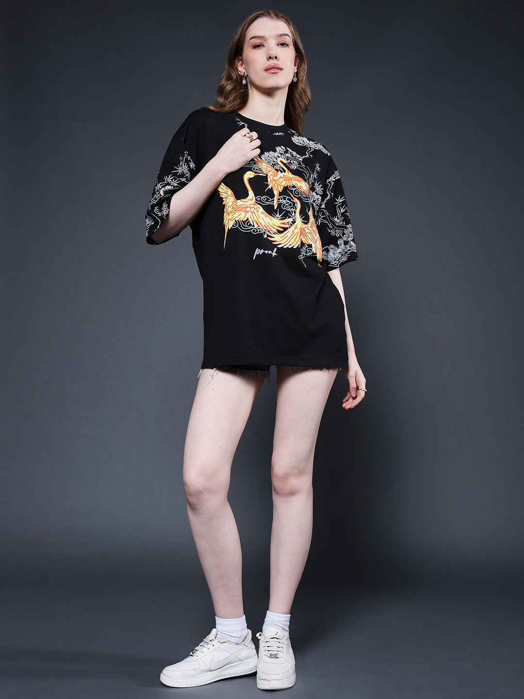 Mandala Roots Puff Printed Women Premium Oversized T-Shirt