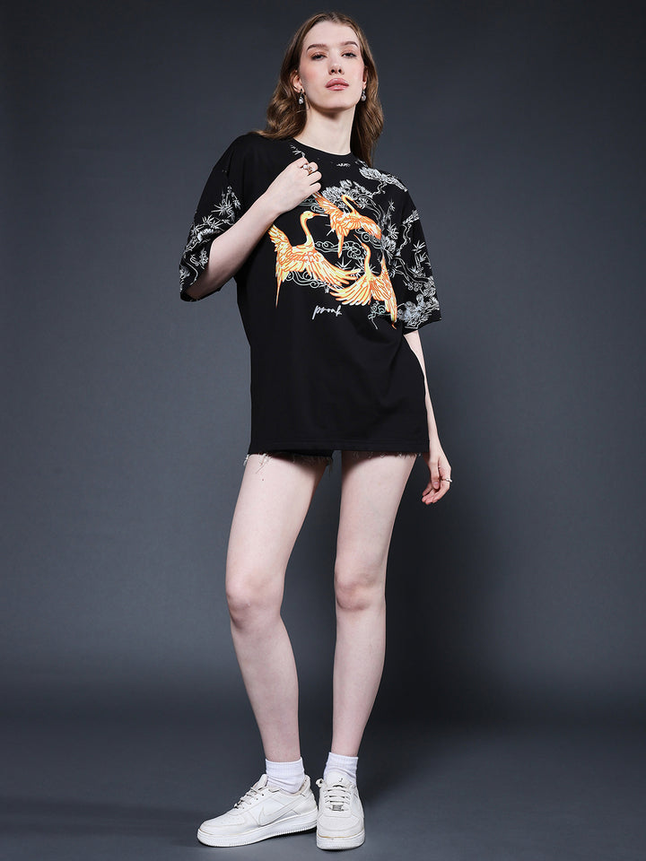 Mandala Roots Puff Printed Women Premium Oversized T-Shirt