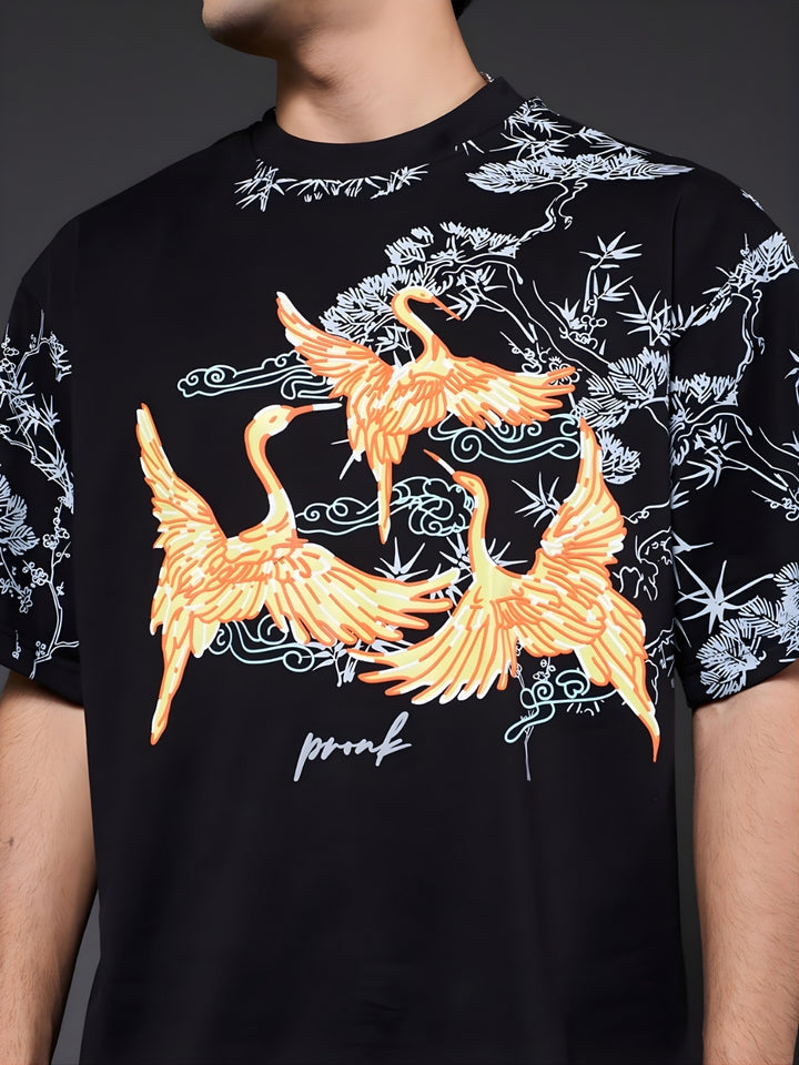 Mandala Roots Puff Printed Men Premium Oversized T-Shirt