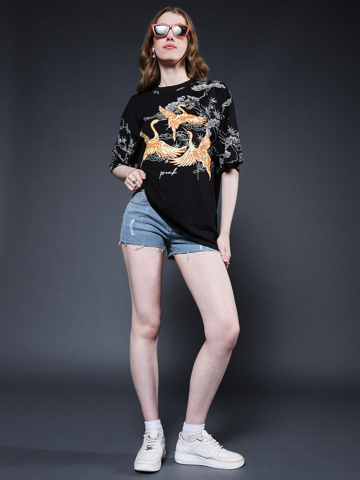 Mandala Roots Puff Printed Women Premium Oversized T-Shirt