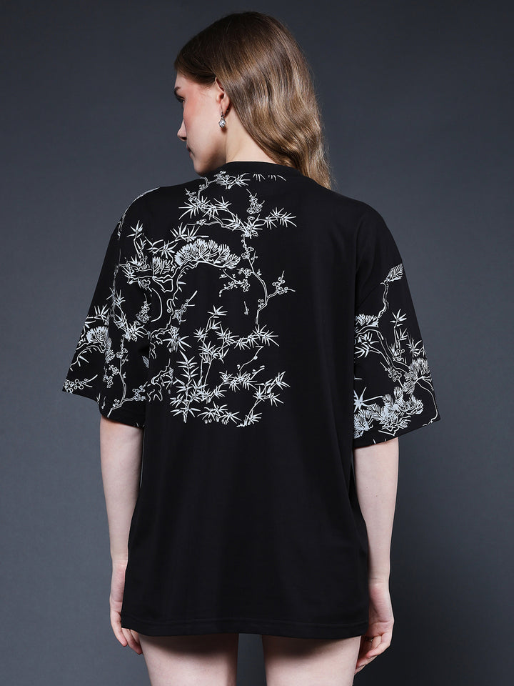 Mandala Roots Puff Printed Women Premium Oversized T-Shirt