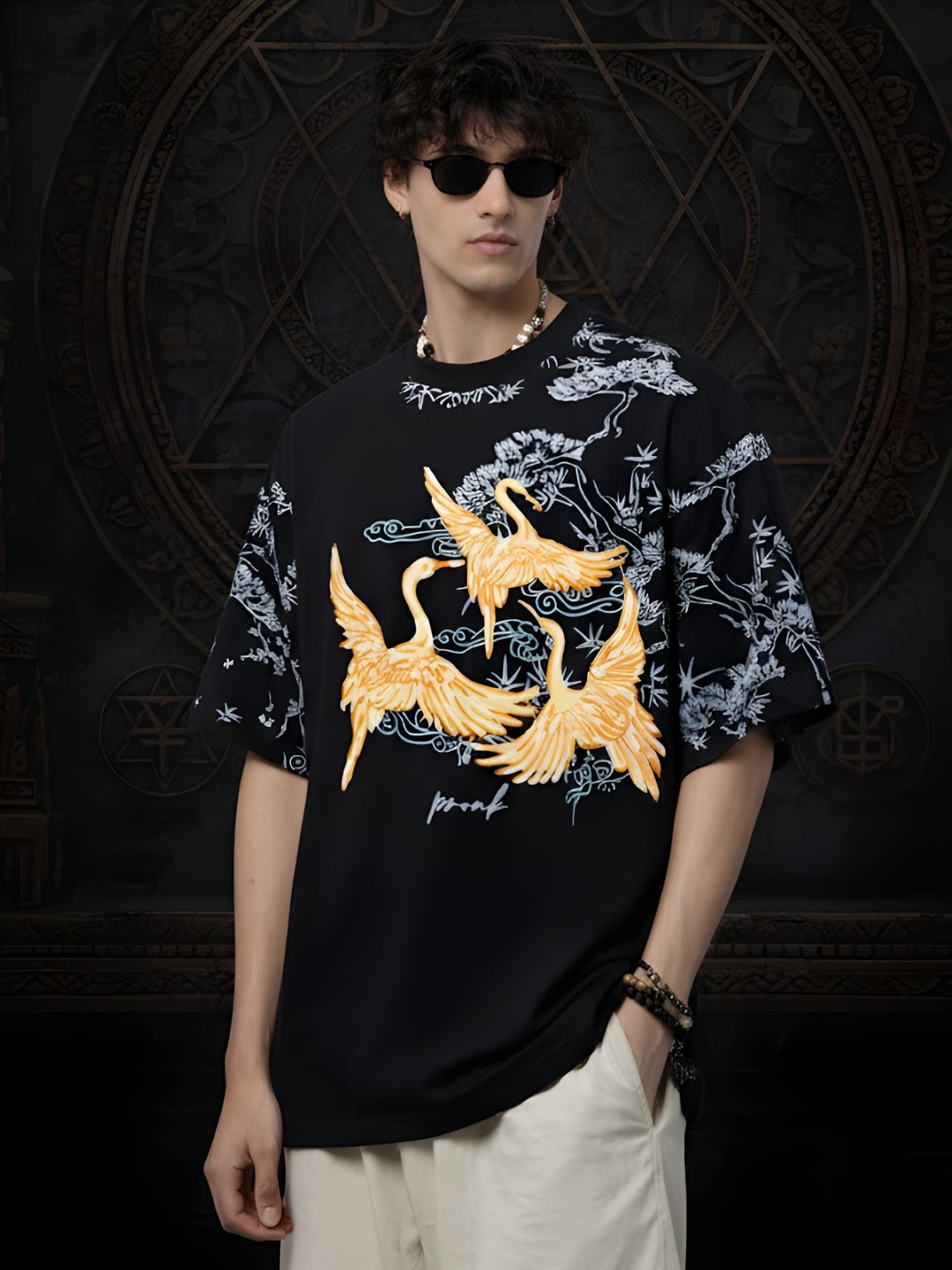 PRONK Mandala Roots Puff Printed Men's Oversized T-Shirt