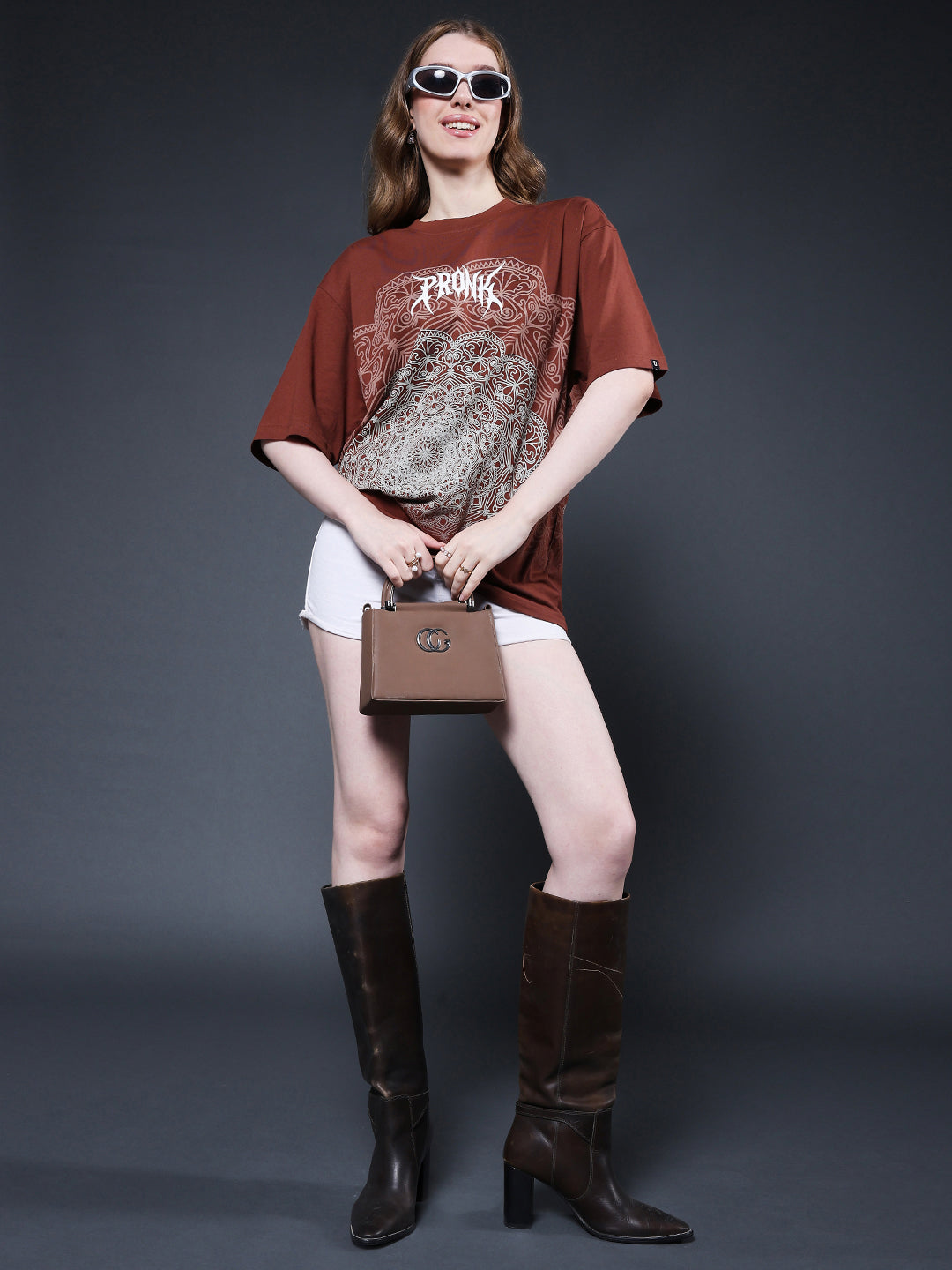 Mandala Roots Puff Printed Women Premium Oversized T-Shirt