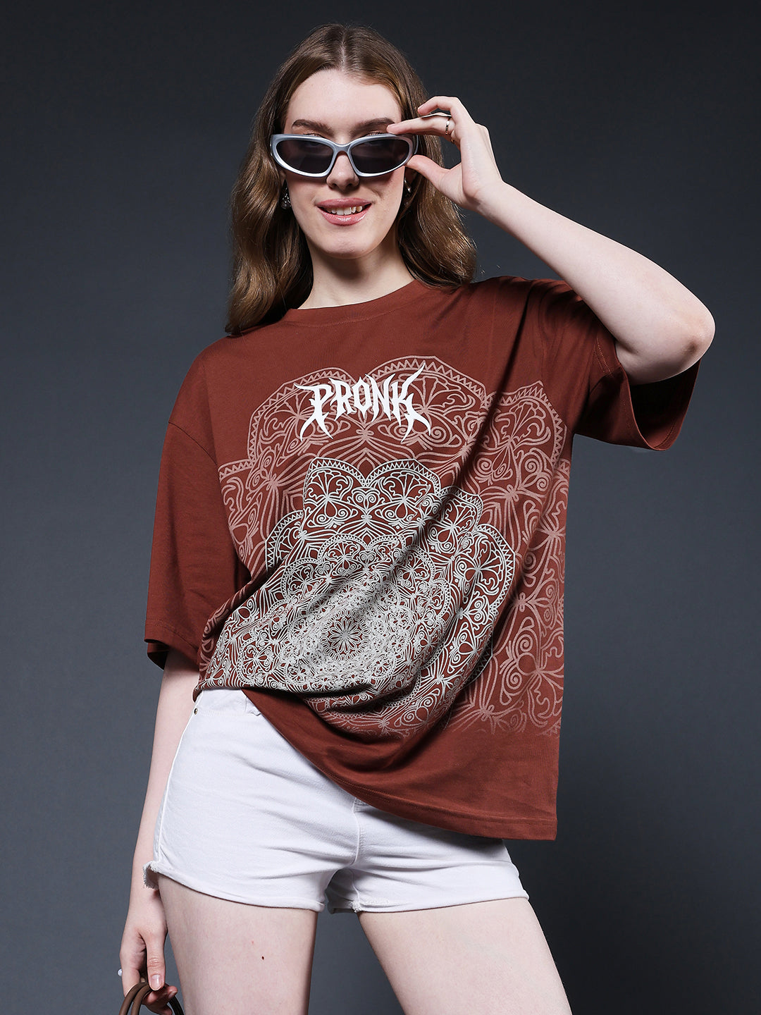 Mandala Roots Puff Printed Women Premium Oversized T-Shirt