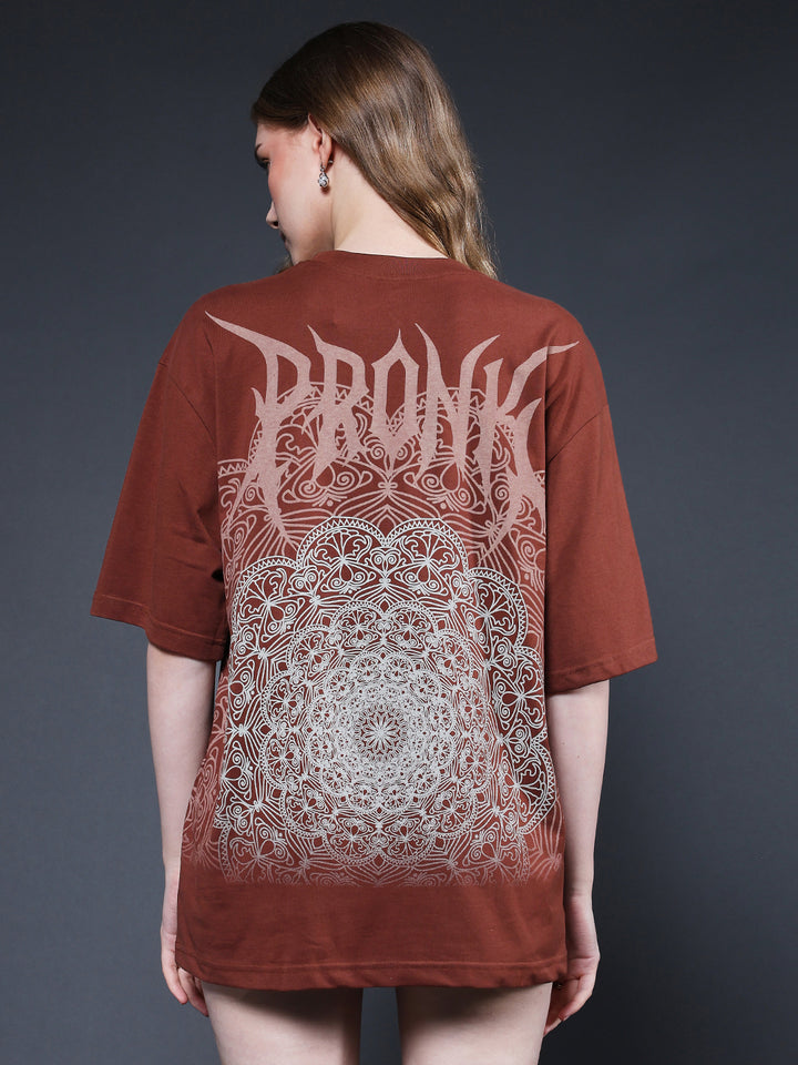 Mandala Roots Puff Printed Women Premium Oversized T-Shirt