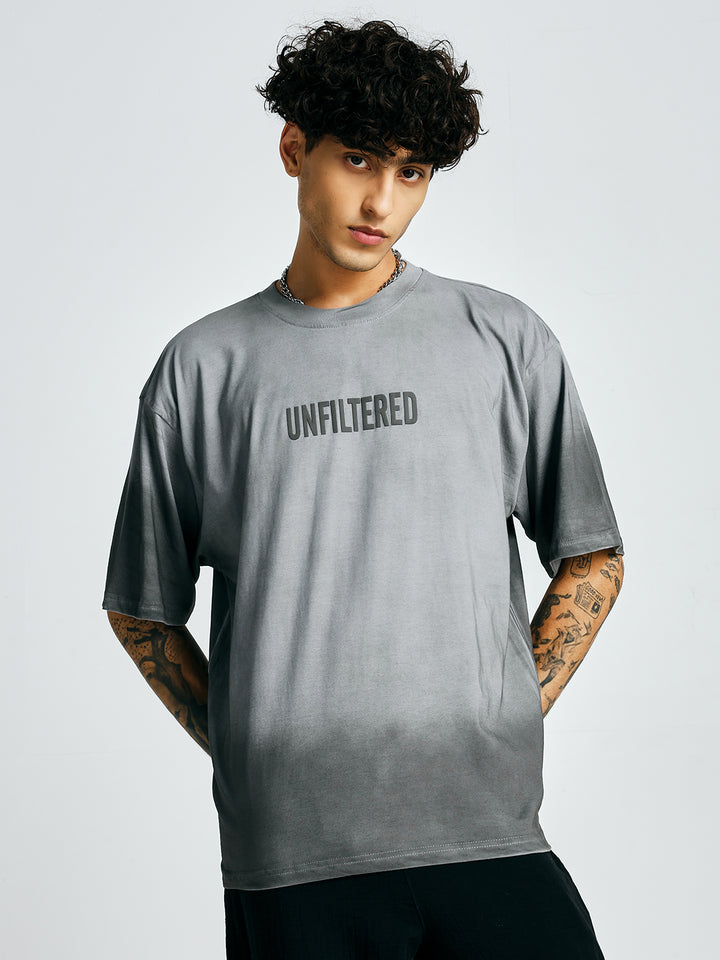 Men Retro Wash Puff Printed Oversized T-Shirt
