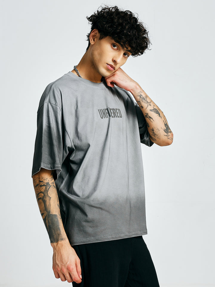 Men Retro Wash Puff Printed Oversized T-Shirt