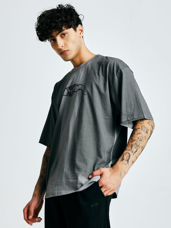 Men Retro Wash Printed Oversized T-Shirt