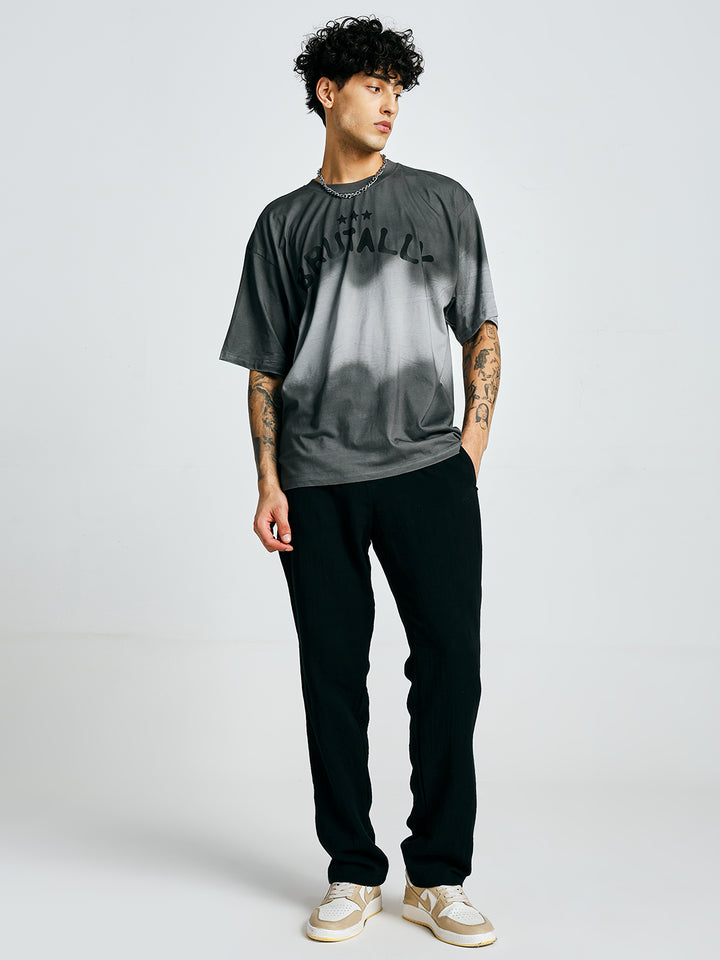 Men Retro Wash Printed Oversized T-Shirt
