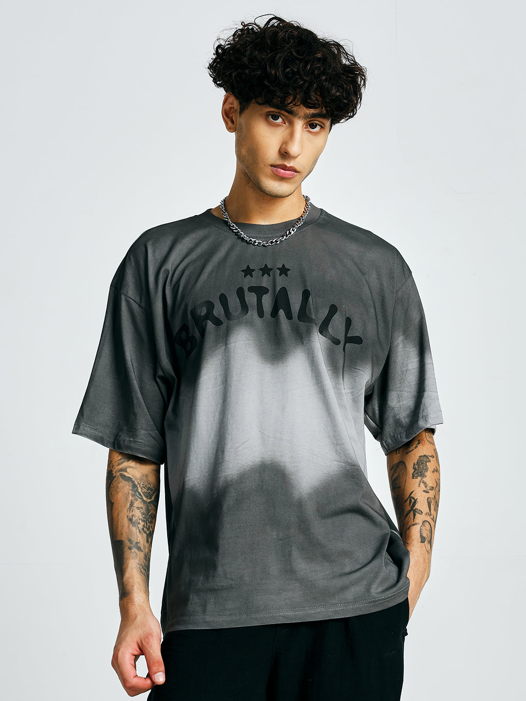 Men Retro Wash Printed Oversized T-Shirt