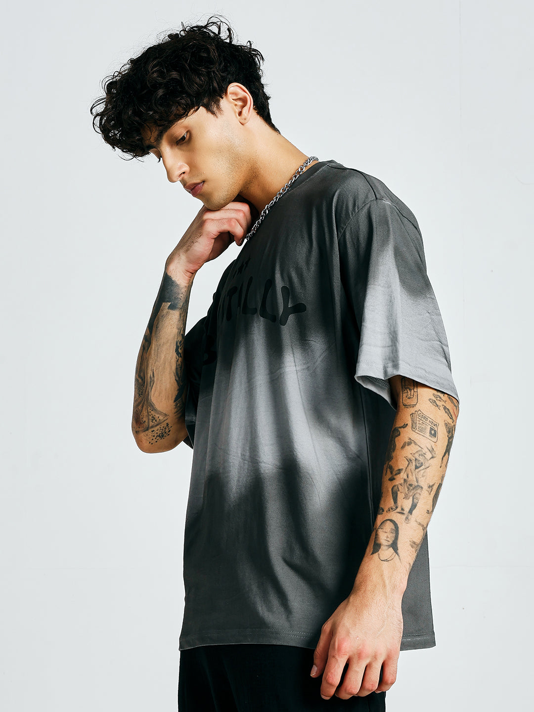 Men Retro Wash Printed Oversized T-Shirt
