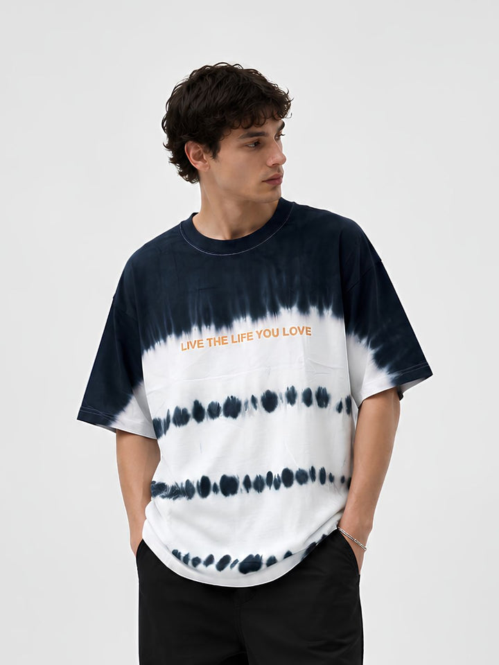 Men Retro Wash Puff Printed Oversized T-Shirt