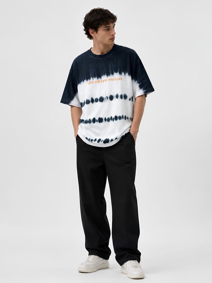 Men Retro Wash Puff Printed Oversized T-Shirt