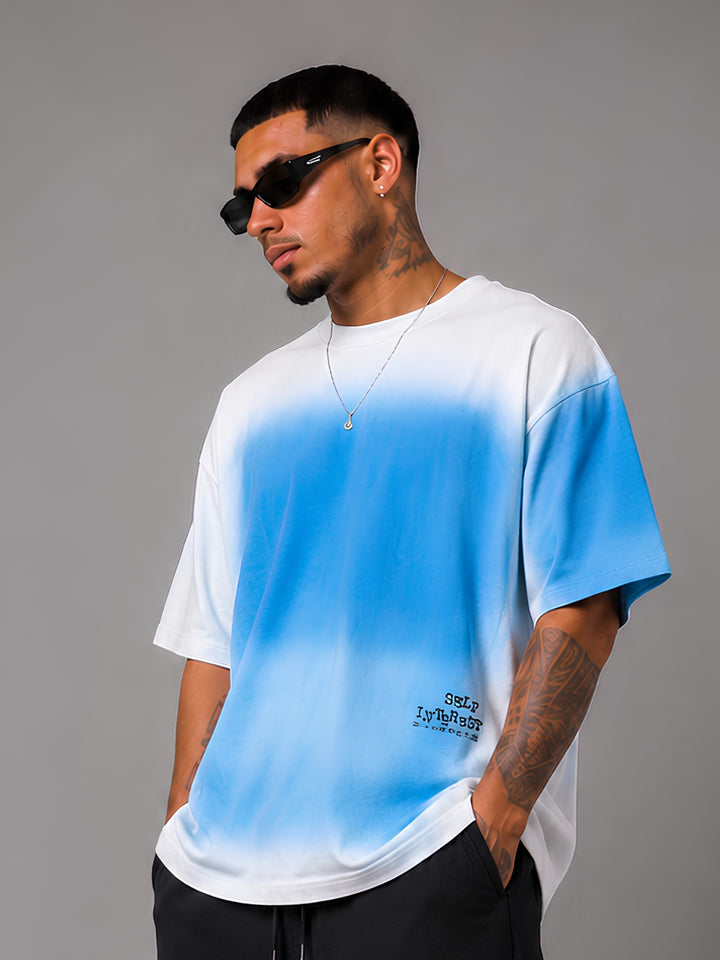 Men Retro Wash Puff Printed Oversized T-Shirt