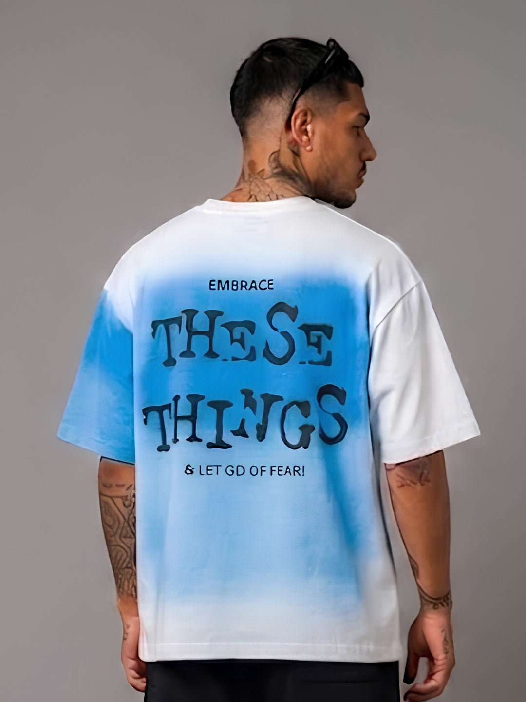 Men Retro Wash Puff Printed Oversized T-Shirt