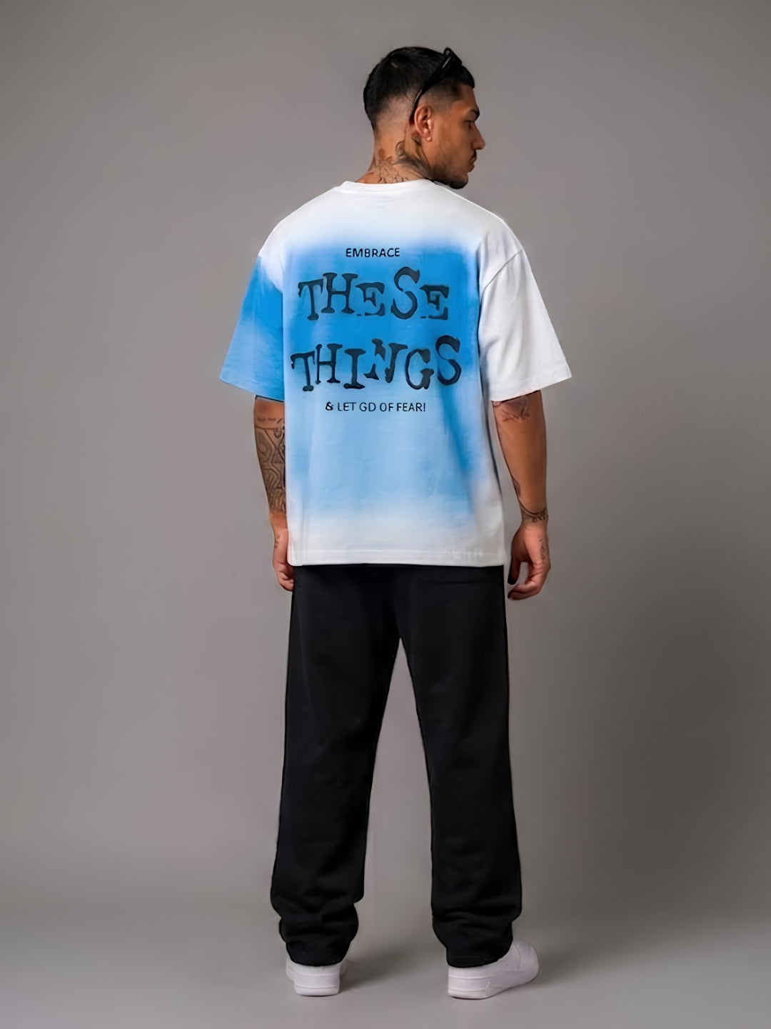 Men Retro Wash Puff Printed Oversized T-Shirt