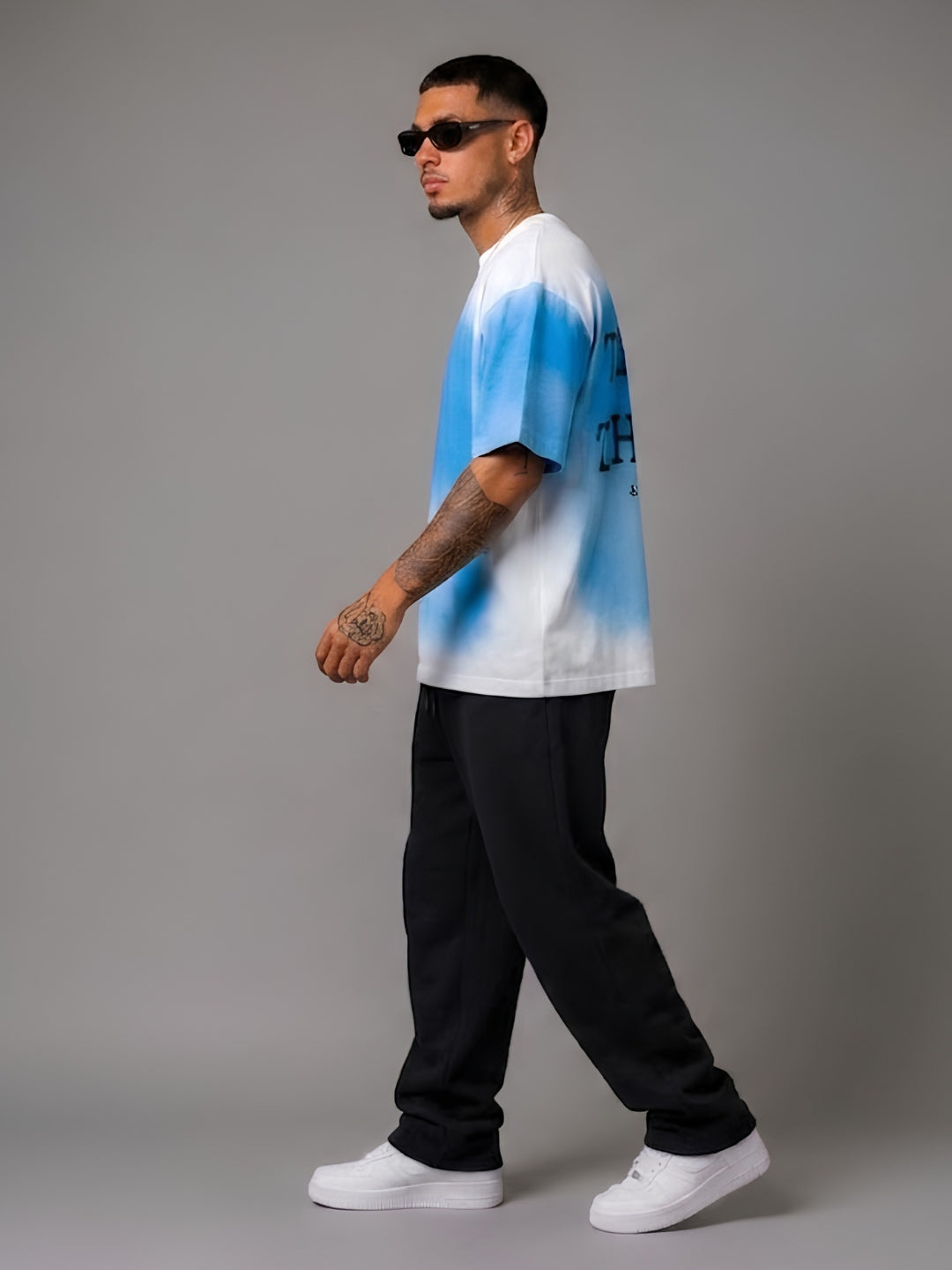 Men Retro Wash Puff Printed Oversized T-Shirt