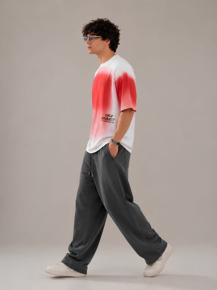 Men Retro Wash Puff Printed Oversized T-Shirt