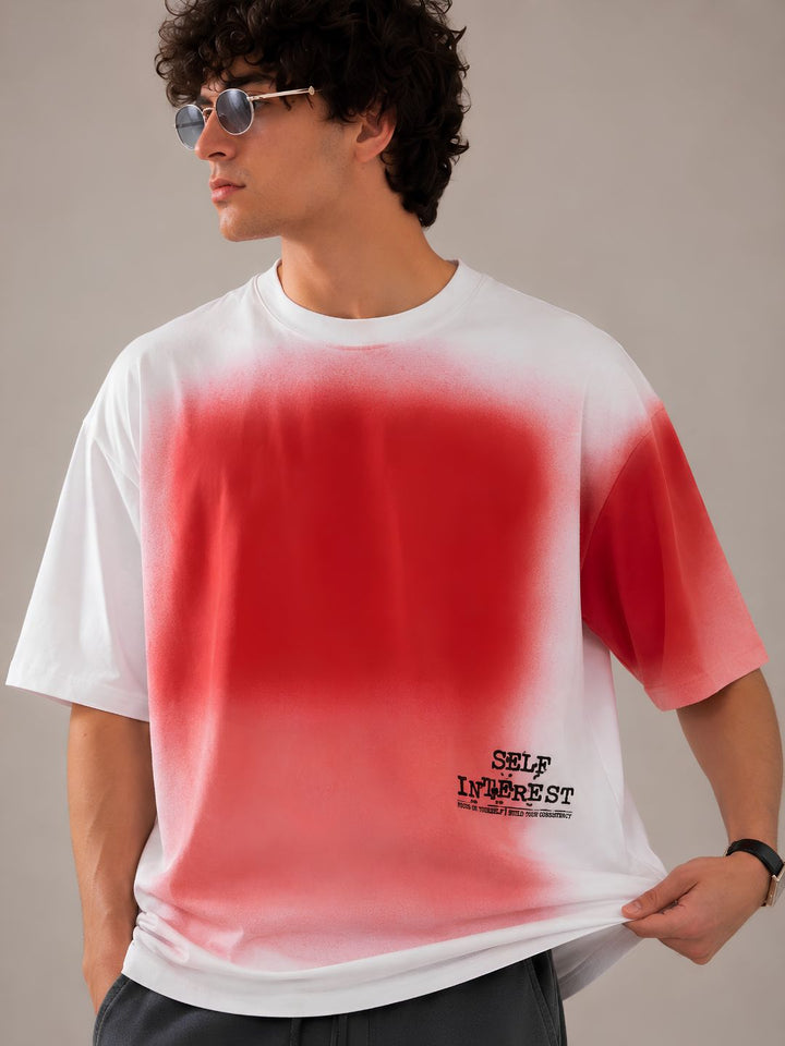 Men Retro Wash Puff Printed Oversized T-Shirt