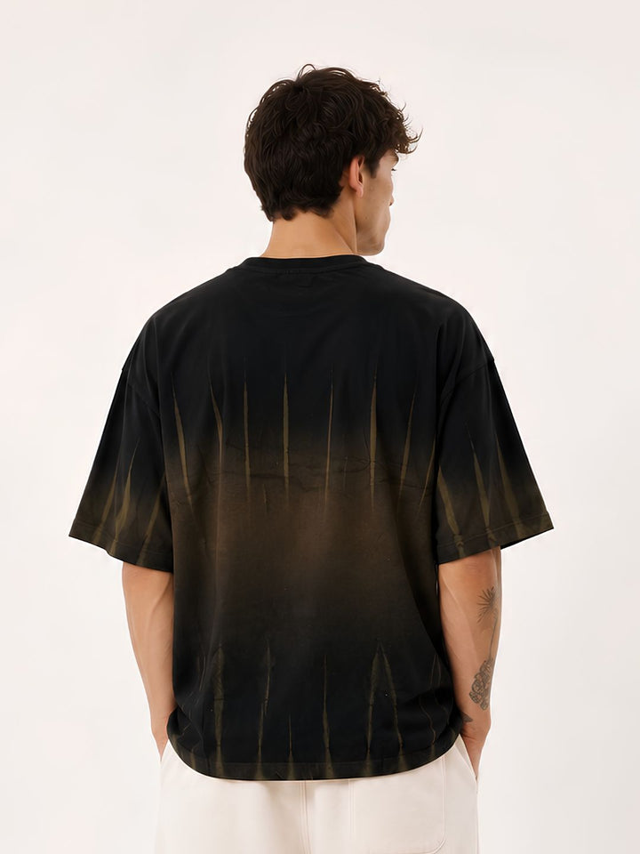 Men Retro Wash Puff Printed Oversized T-Shirt