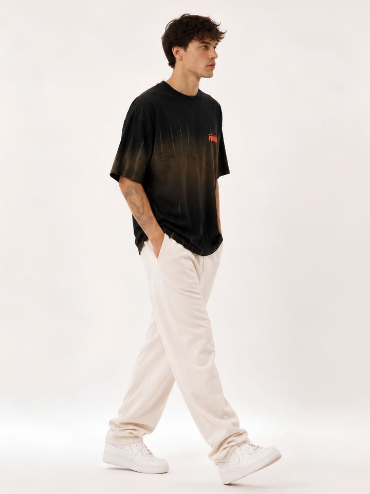 Men Retro Wash Puff Printed Oversized T-Shirt