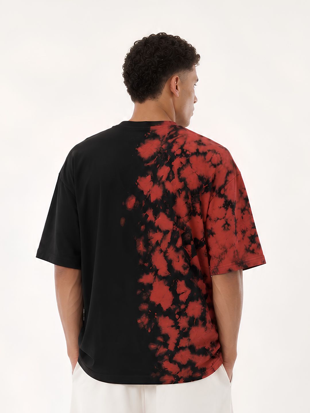 Men Retro Wash Puff Printed Oversized T-Shirt