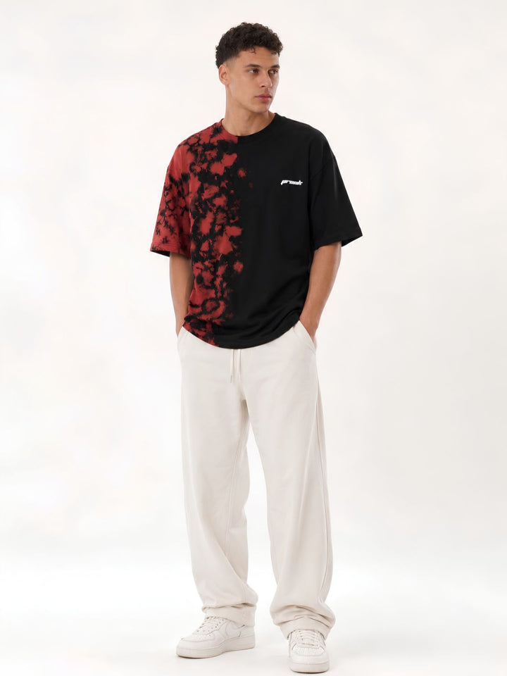 Men Retro Wash Puff Printed Oversized T-Shirt
