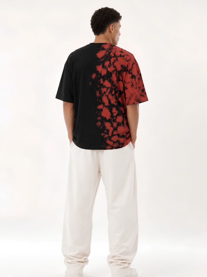 Men Retro Wash Puff Printed Oversized T-Shirt