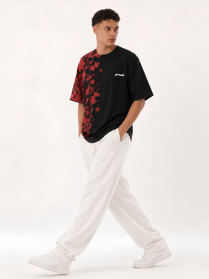 Men Retro Wash Puff Printed Oversized T-Shirt