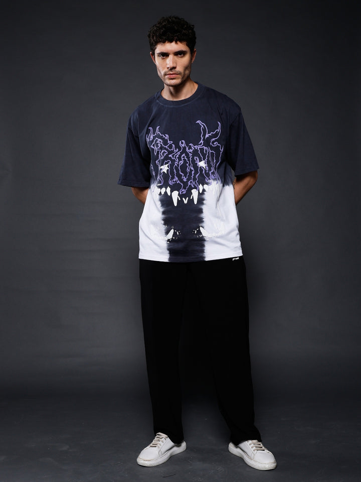 Men Retro Wash Puff Printed Oversized T-Shirt