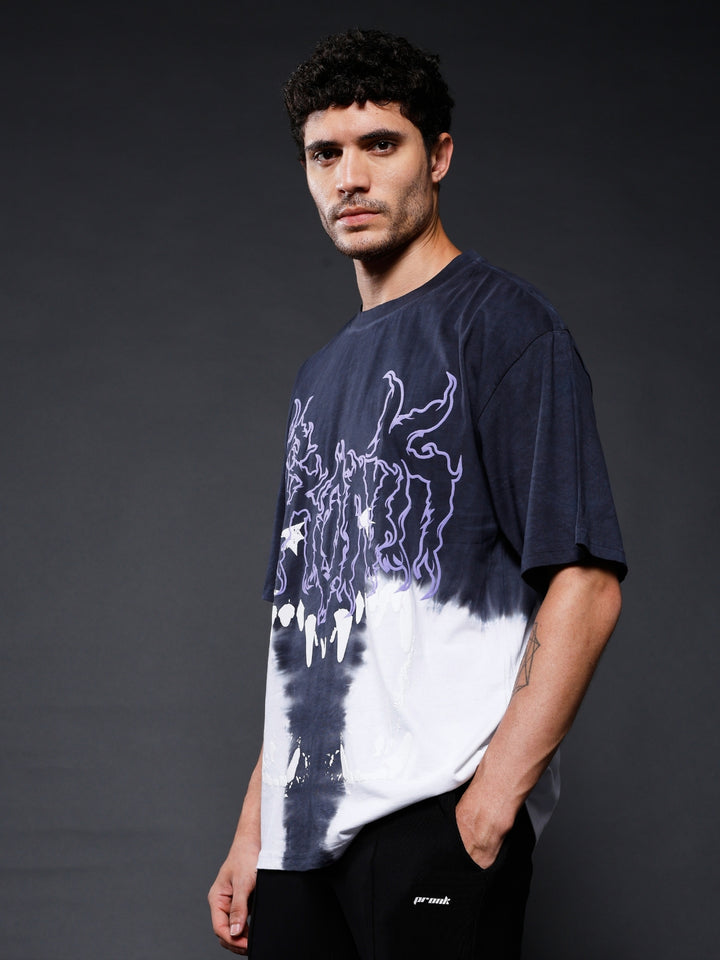 Men Retro Wash Puff Printed Oversized T-Shirt
