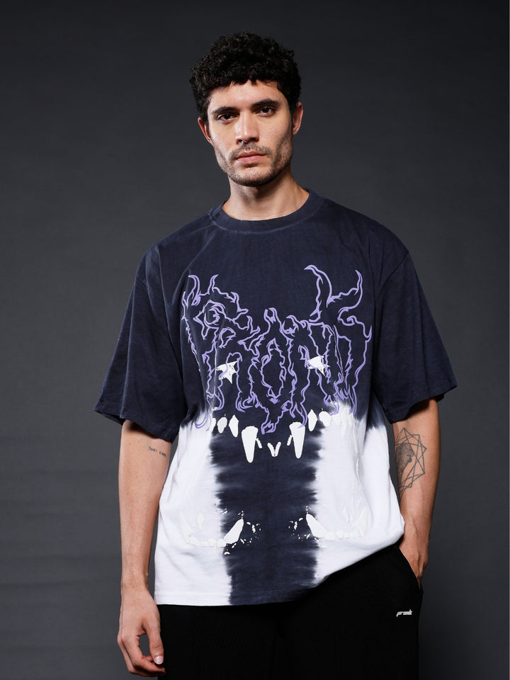 Men Retro Wash Puff Printed Oversized T-Shirt