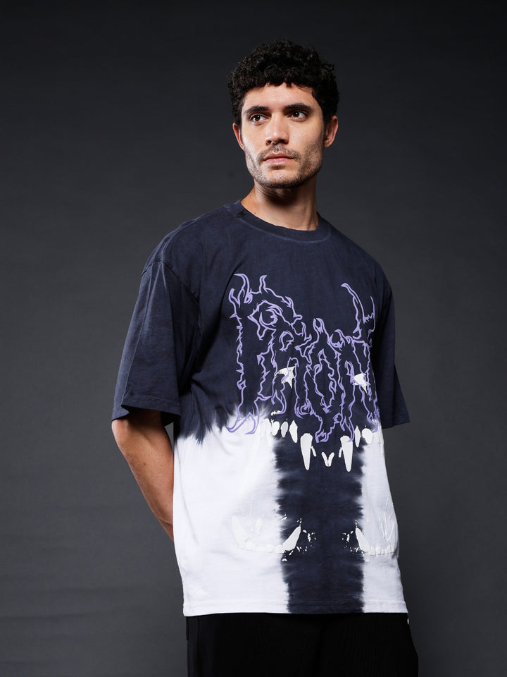 Men Retro Wash Puff Printed Oversized T-Shirt