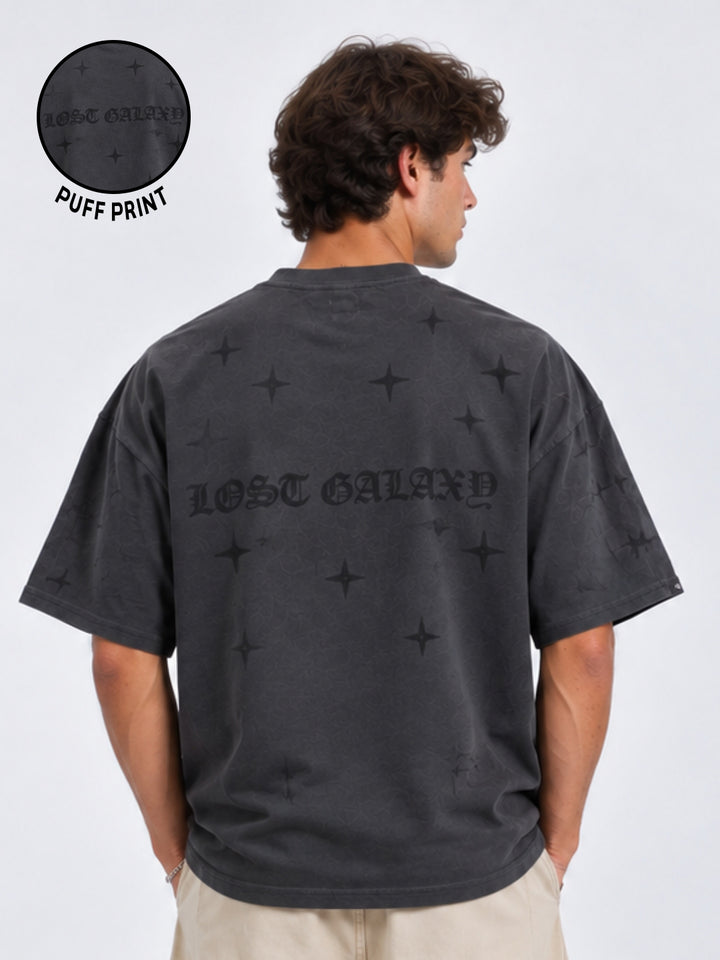 Lost Galaxy Puff Printed Men Premium Oversized T-Shirt